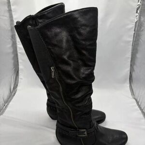 BareTraps Black Knee-High Zip & Buckle Boots